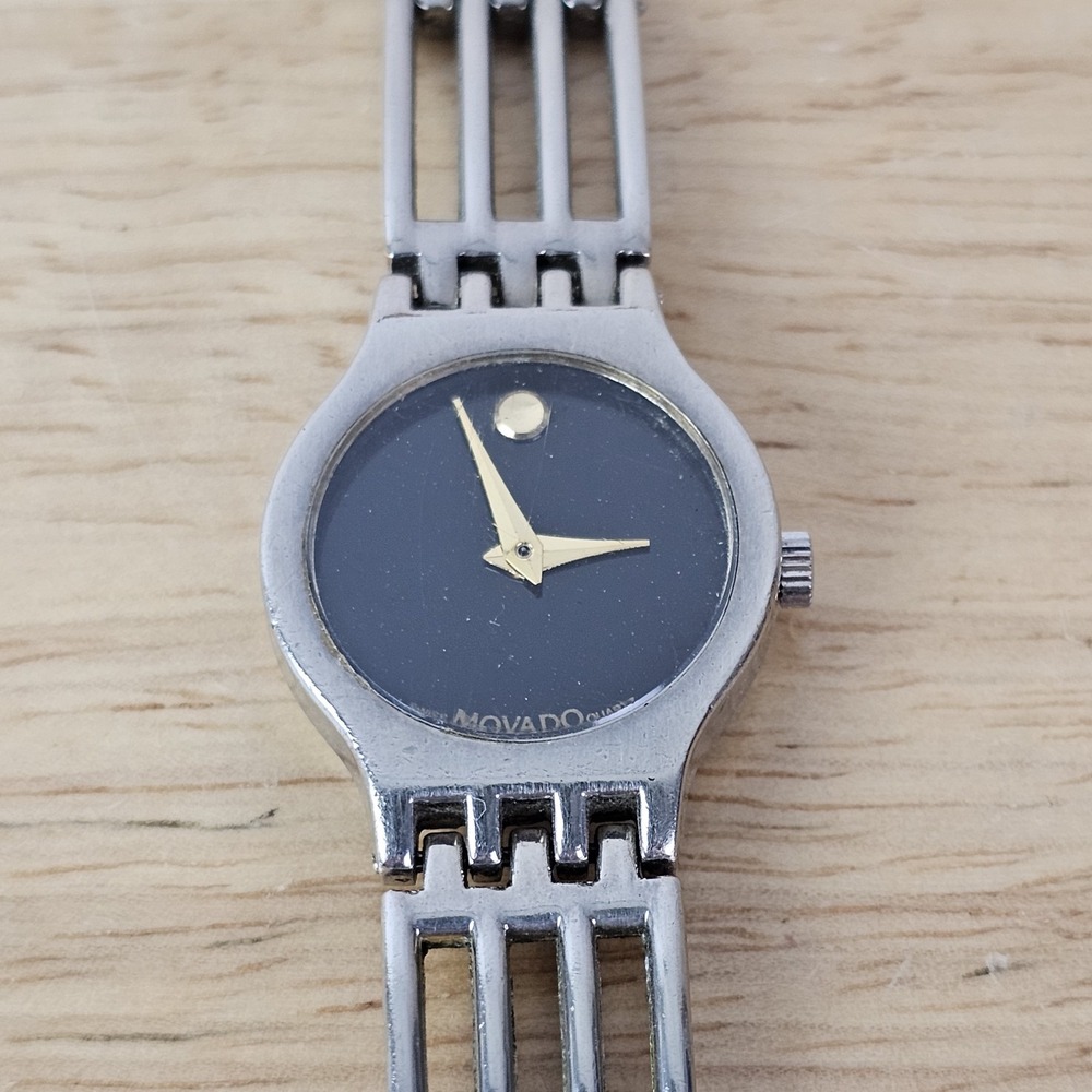 Movado Womens Small Wrist Watch Silver Gold Steel Water Resistant‎ Wristwatch